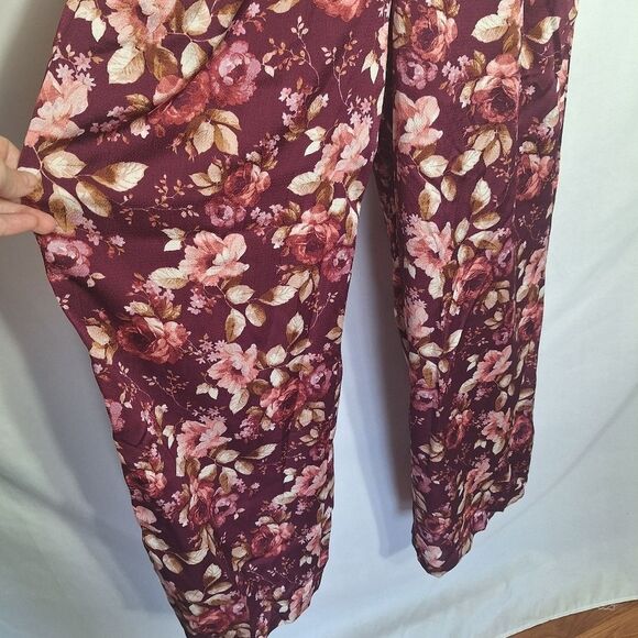 AUW Womens Jumpsuit Wide Leg Floral Country Boho Fairy Sweetheart Neck Medium - Picture 5 of 14